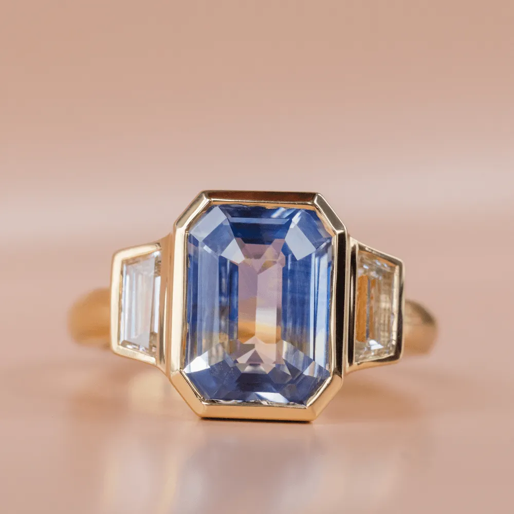 4.82ct Bicolor Sapphire & White Diamond Engagement Ring sold by Marrow Fine product image thumbnail 3