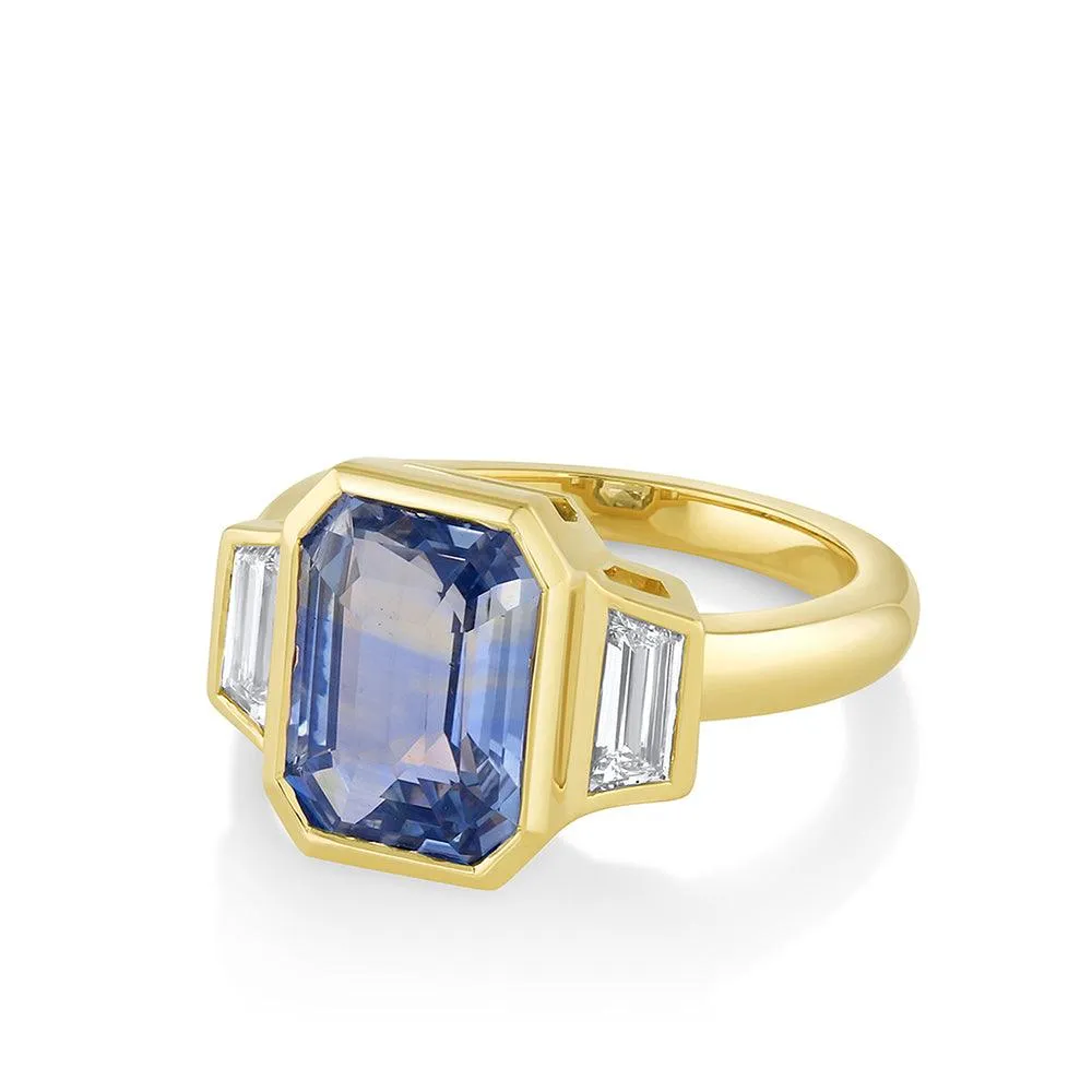 4.82ct Bicolor Sapphire & White Diamond Engagement Ring sold by Marrow Fine product image thumbnail 2
