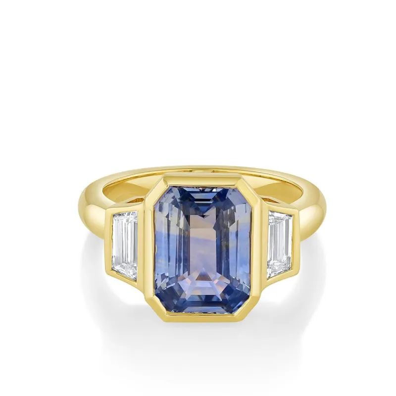 4.82ct Bicolor Sapphire & White Diamond Engagement Ring sold by Marrow Fine