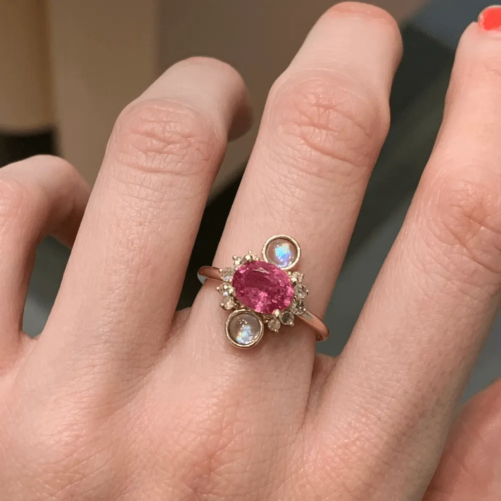 Pink Sapphire & Moonstone Ring sold by Marrow Fine product image thumbnail 3