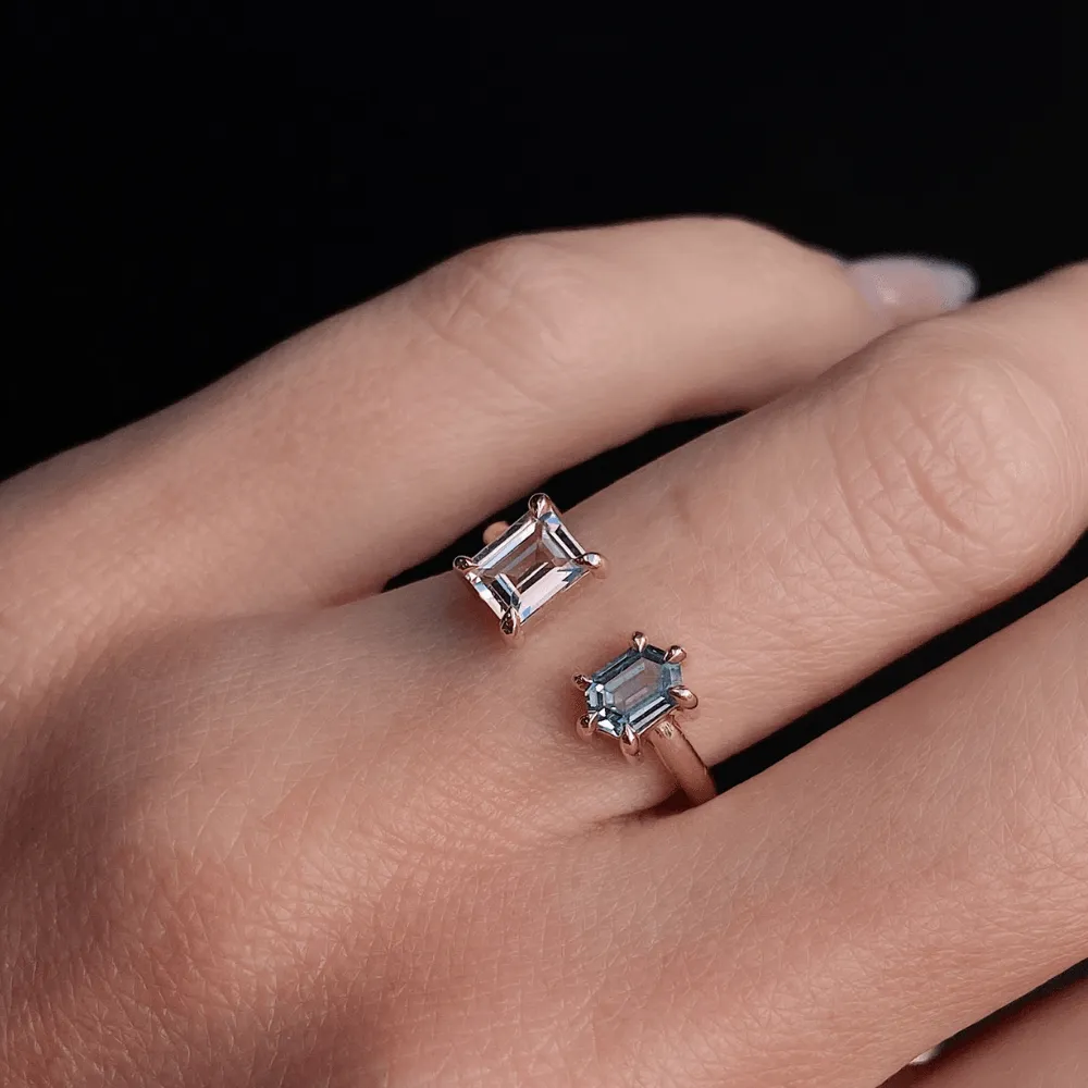 0.81ct Blush Lilac & Seafoam Sapphire Toi et Moi Ring sold by Marrow Fine product image thumbnail 3