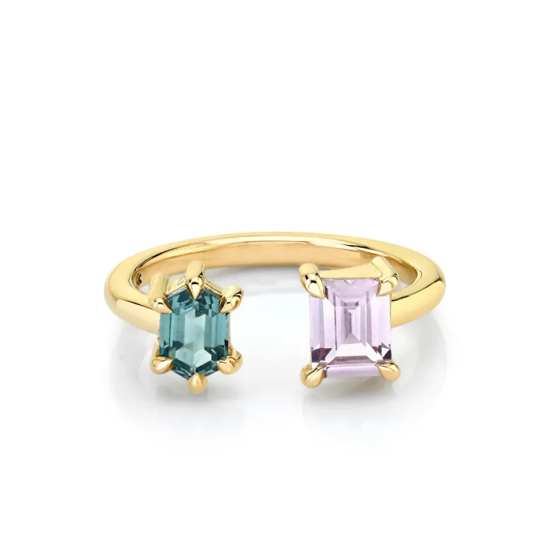 0.81ct Blush Lilac & Seafoam Sapphire Toi et Moi Ring sold by Marrow Fine