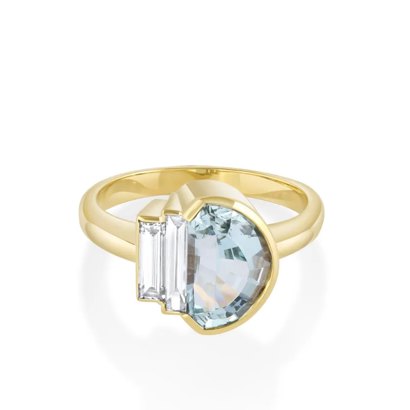 2.25ct Aquamarine Half Moon Ring sold by Marrow Fine