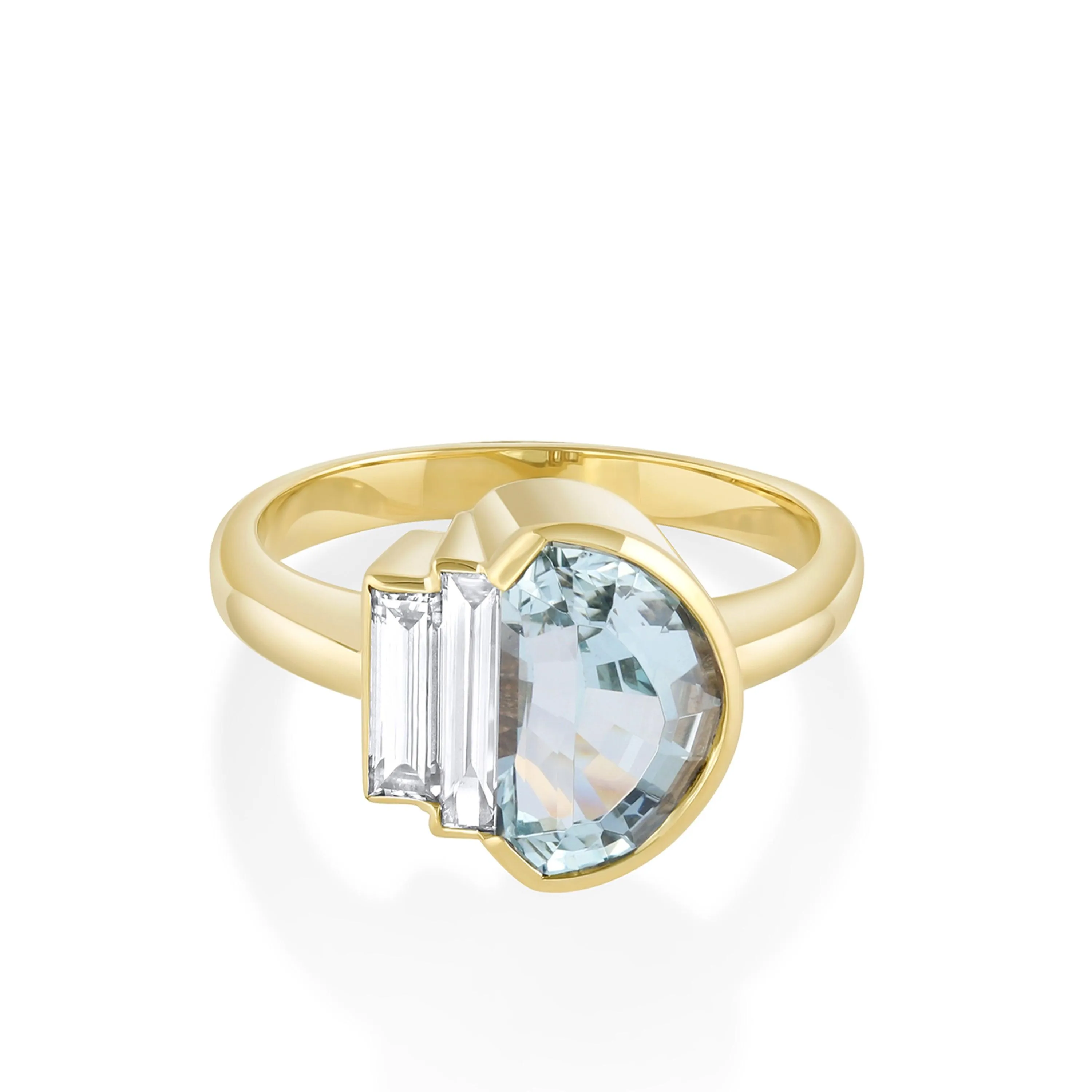 2.25ct Aquamarine Half Moon Ring sold by Marrow Fine
