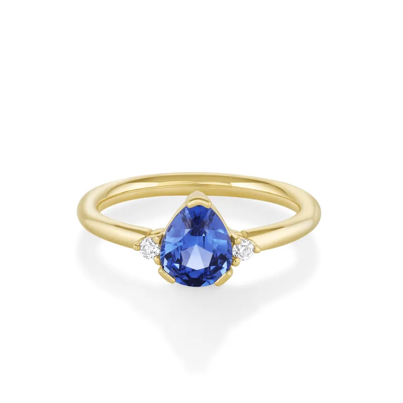 1.30ct Blue Burmese Sapphire Three-Stone Ring made by Marrow Fine