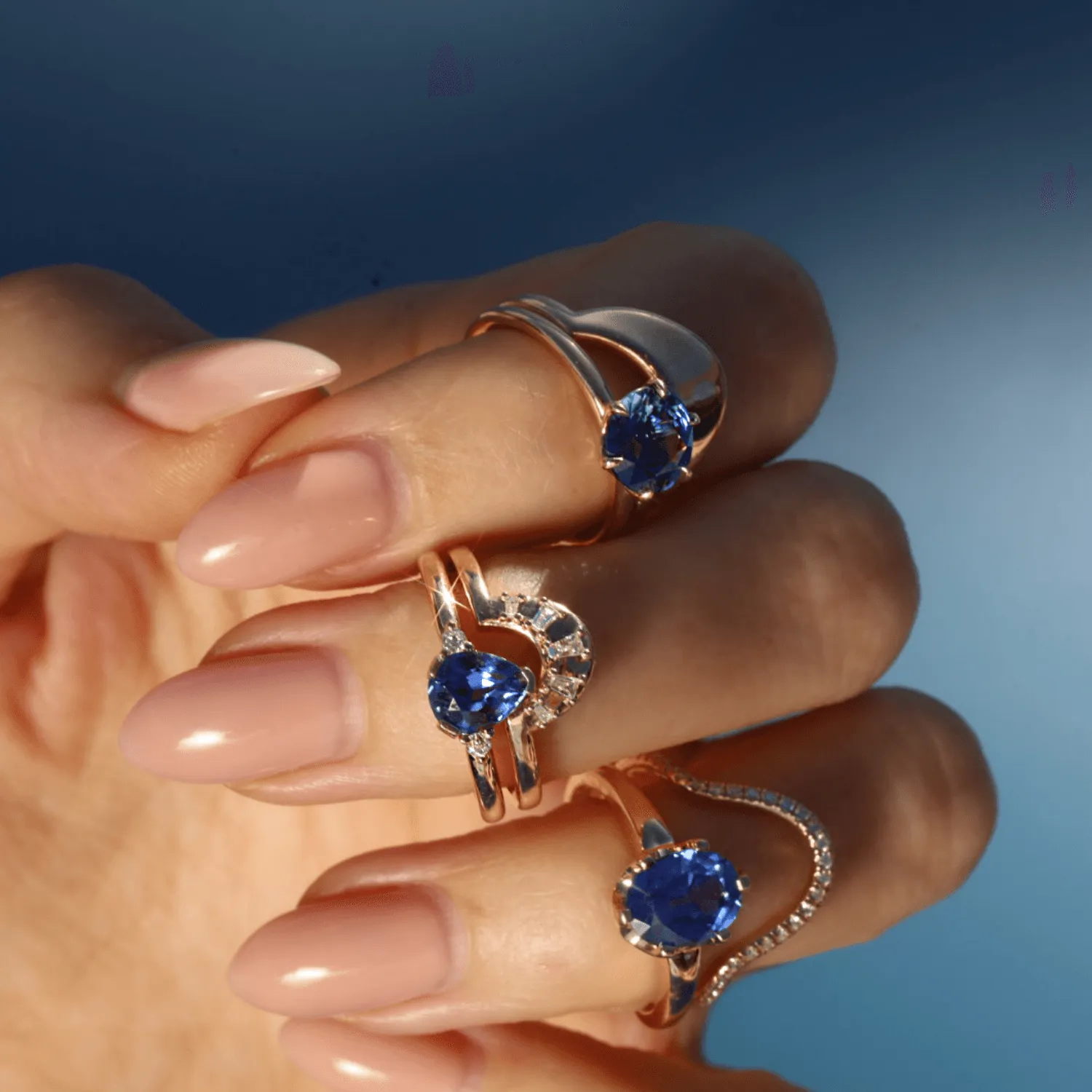 1.30ct Blue Burmese Sapphire Three-Stone Ring sold by Marrow Fine product image thumbnail 3