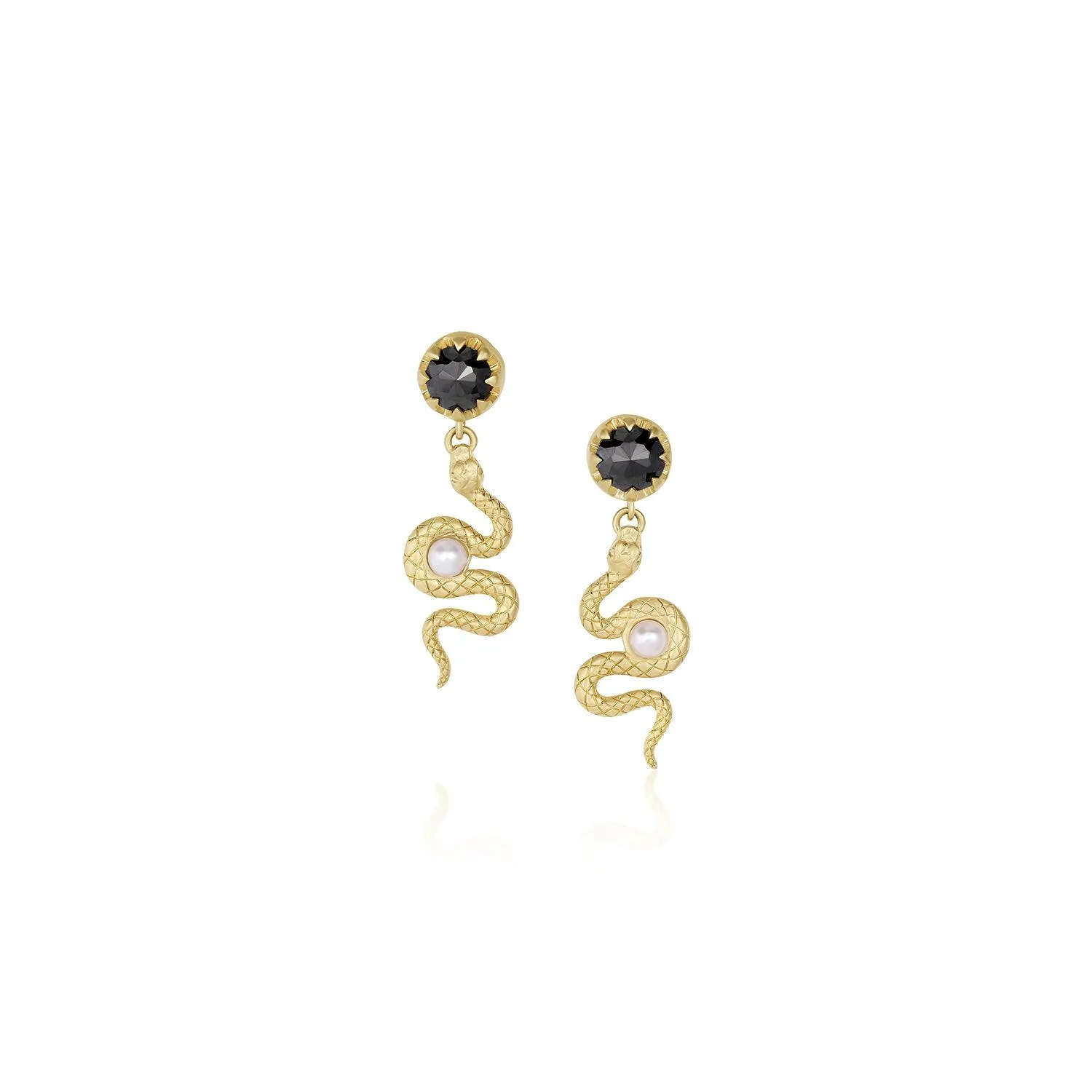 Black Diamond Serpent Swing Earrings sold by Marrow Fine