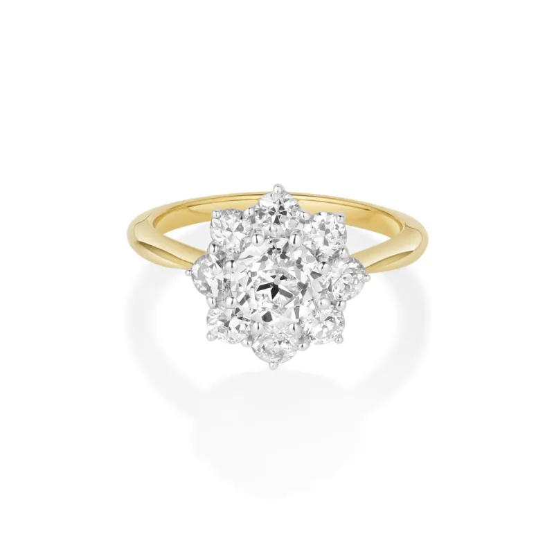 1ct Old Euro Two Tone Petal Ring sold by Marrow Fine