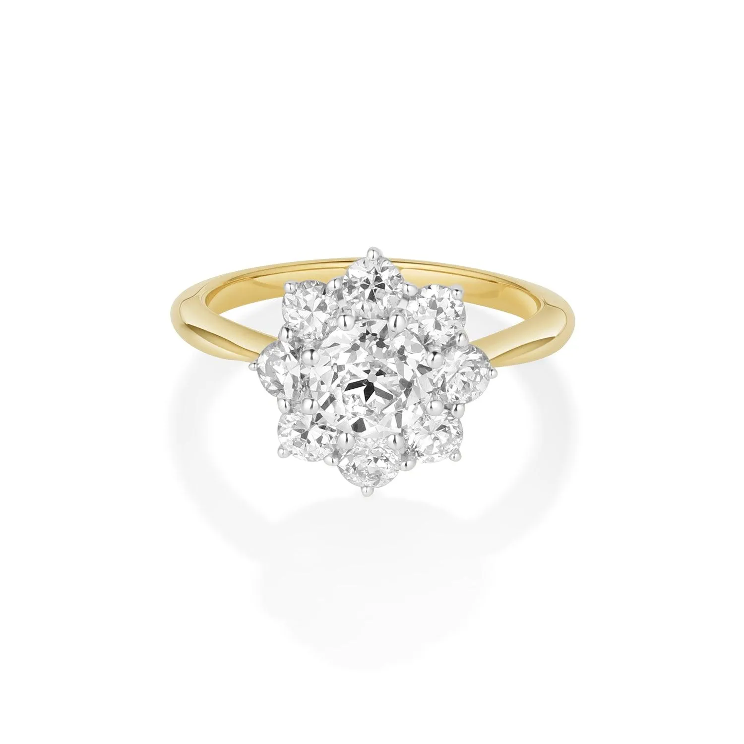 1ct Old Euro Two Tone Petal Ring sold by Marrow Fine