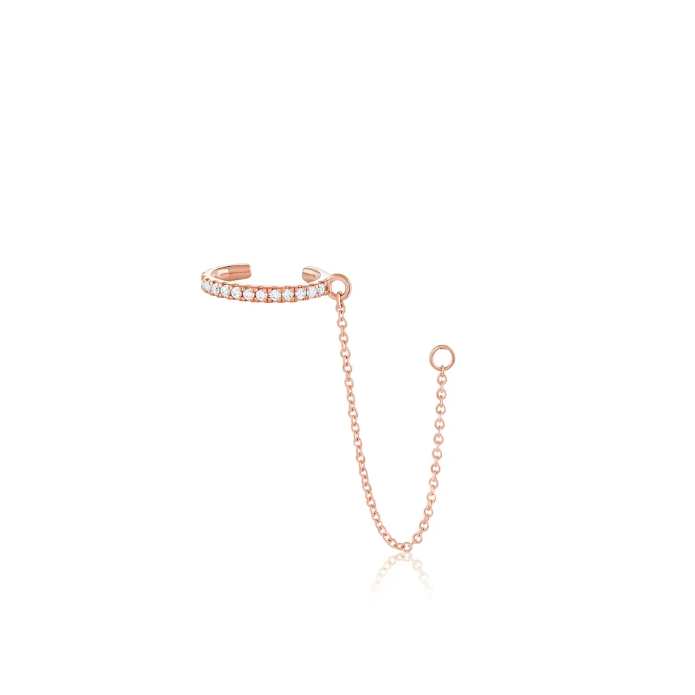 White Diamond Pavé Ear Cuff & Chain sold by Marrow Fine product image thumbnail 3