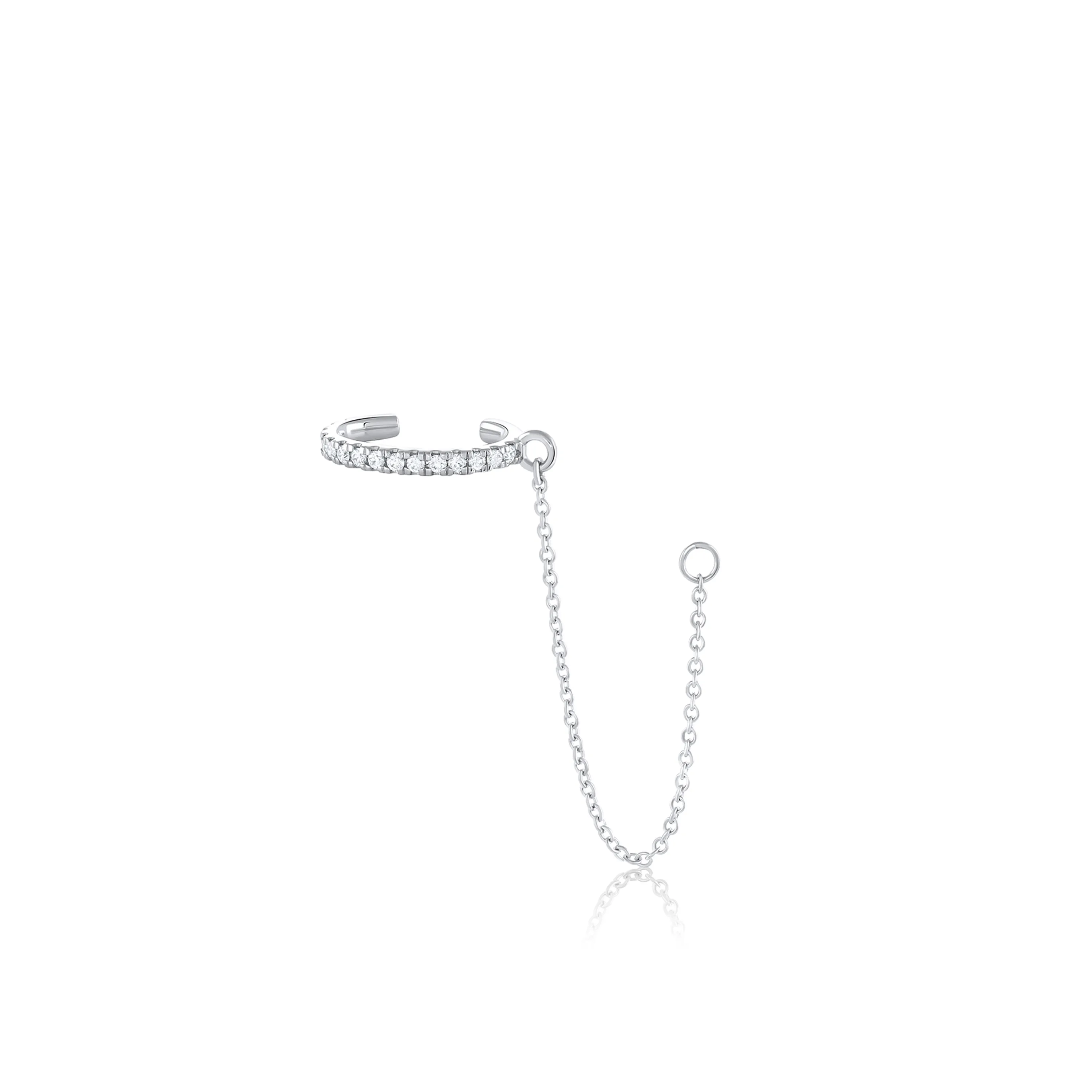 White Diamond Pavé Ear Cuff & Chain sold by Marrow Fine product image thumbnail 4