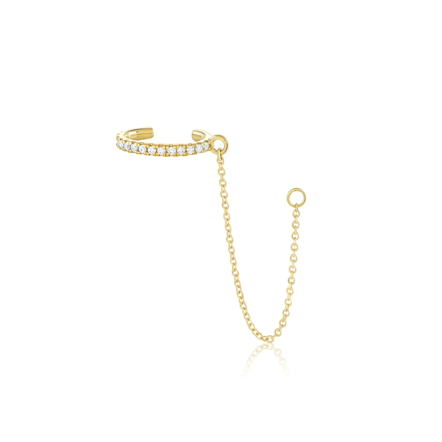 White Diamond Pavé Ear Cuff & Chain sold by Marrow Fine