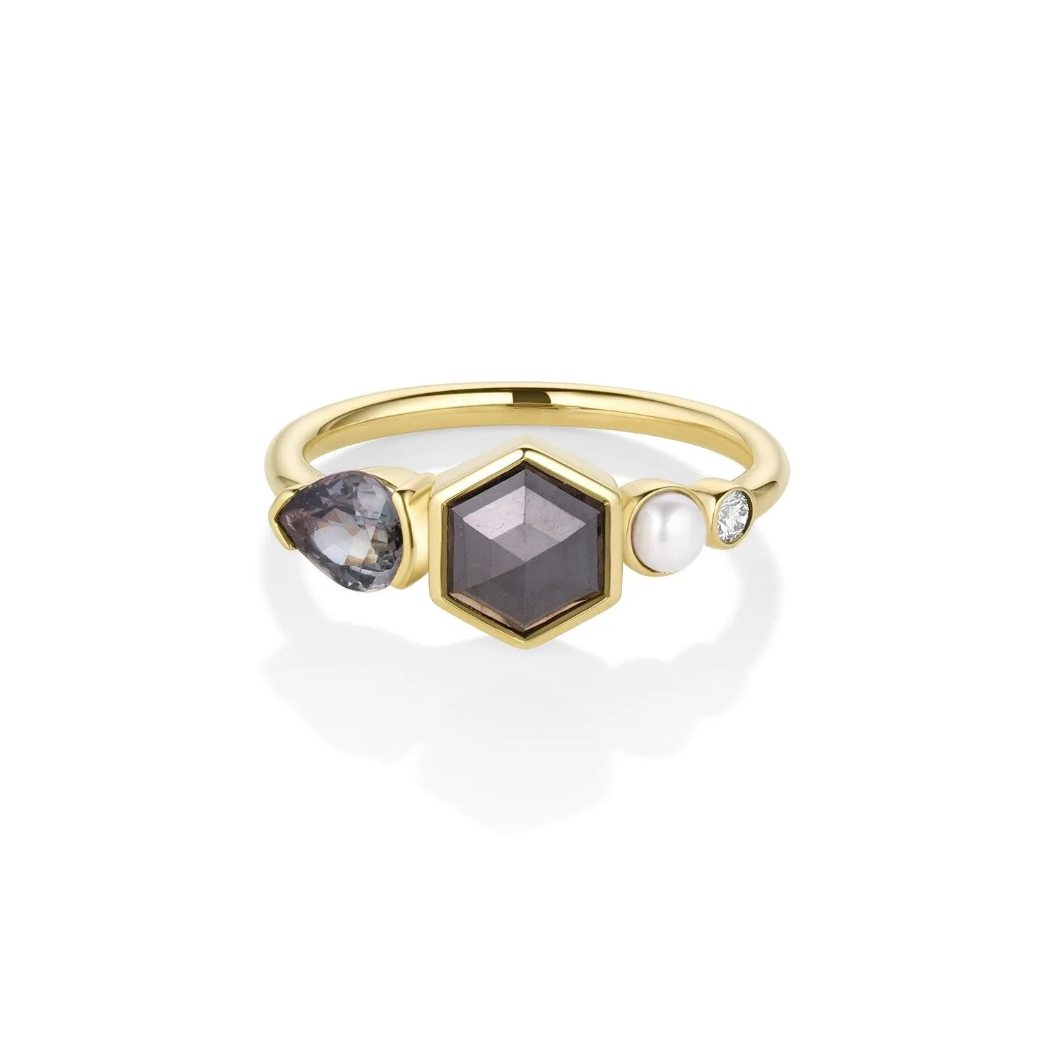 0.98ct Black Diamond Hex and Sapphire Linear Band sold by Marrow Fine