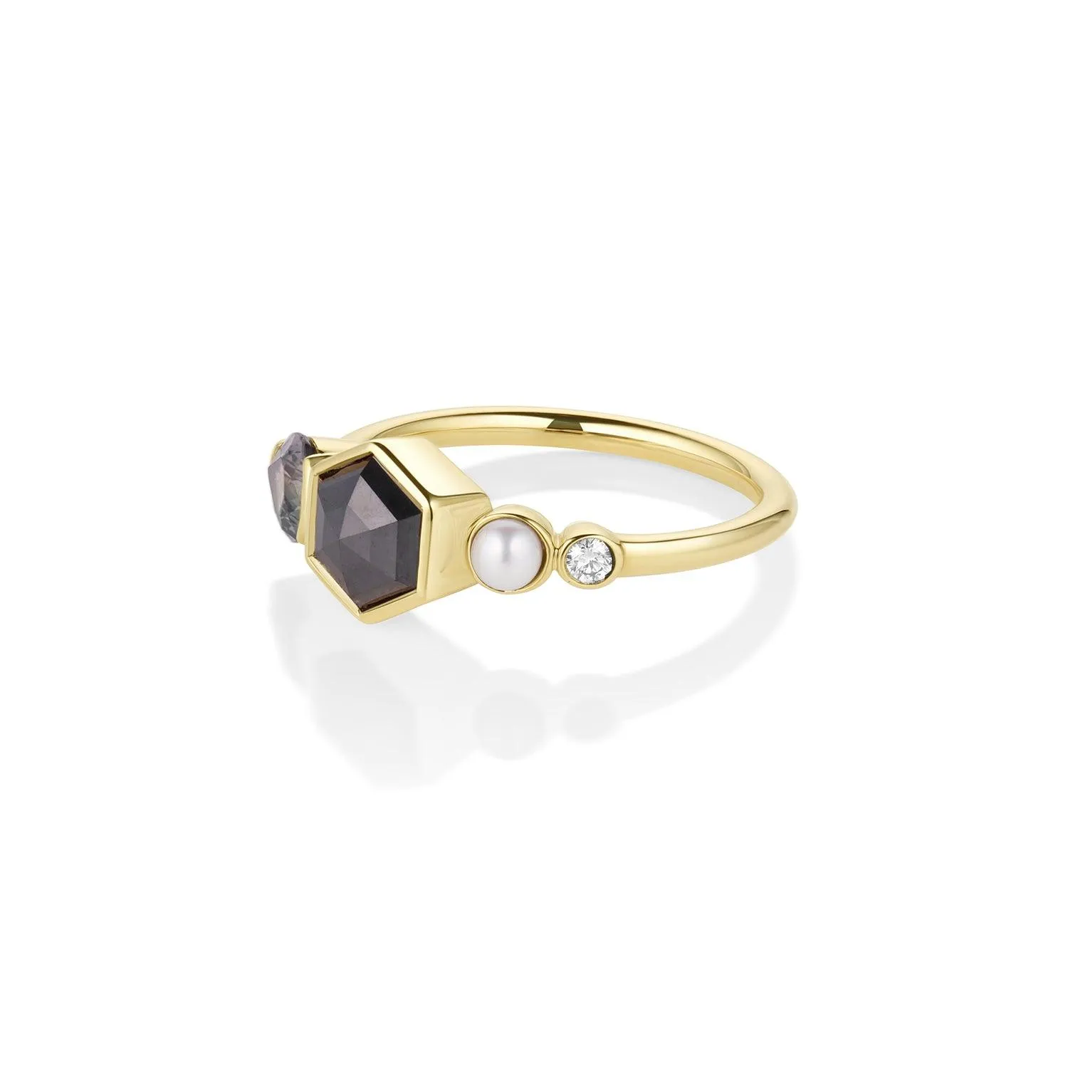 0.98ct Black Diamond Hex and Sapphire Linear Band sold by Marrow Fine product image thumbnail 3