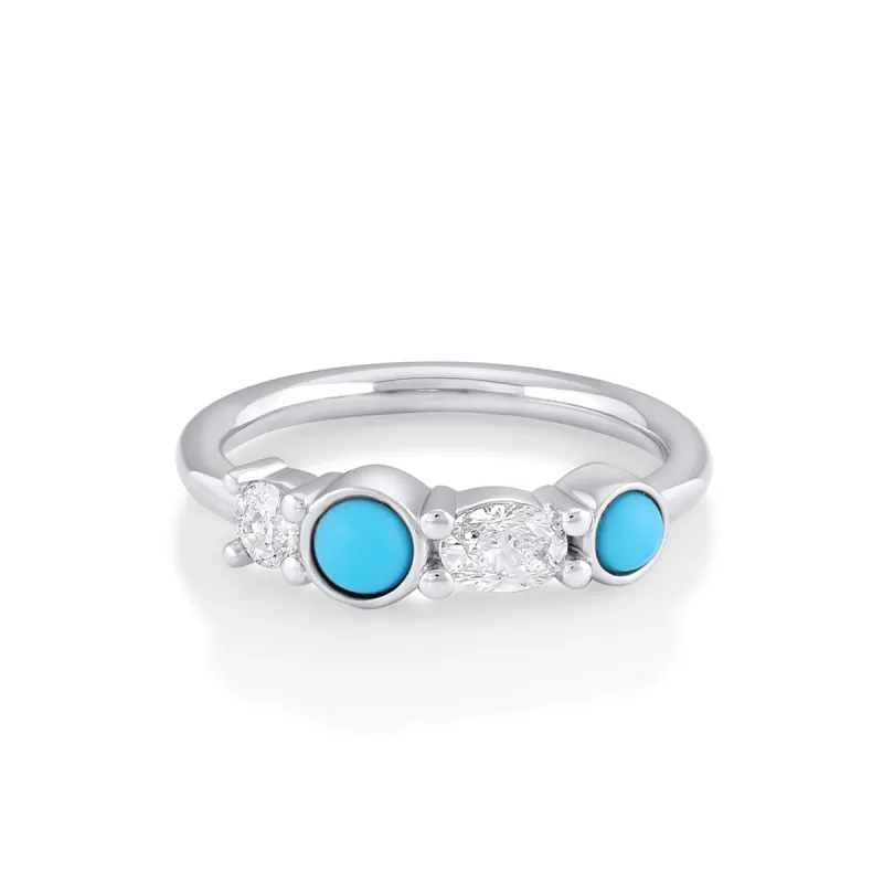 Turquoise & White Diamond Linear Ring sold by Marrow Fine