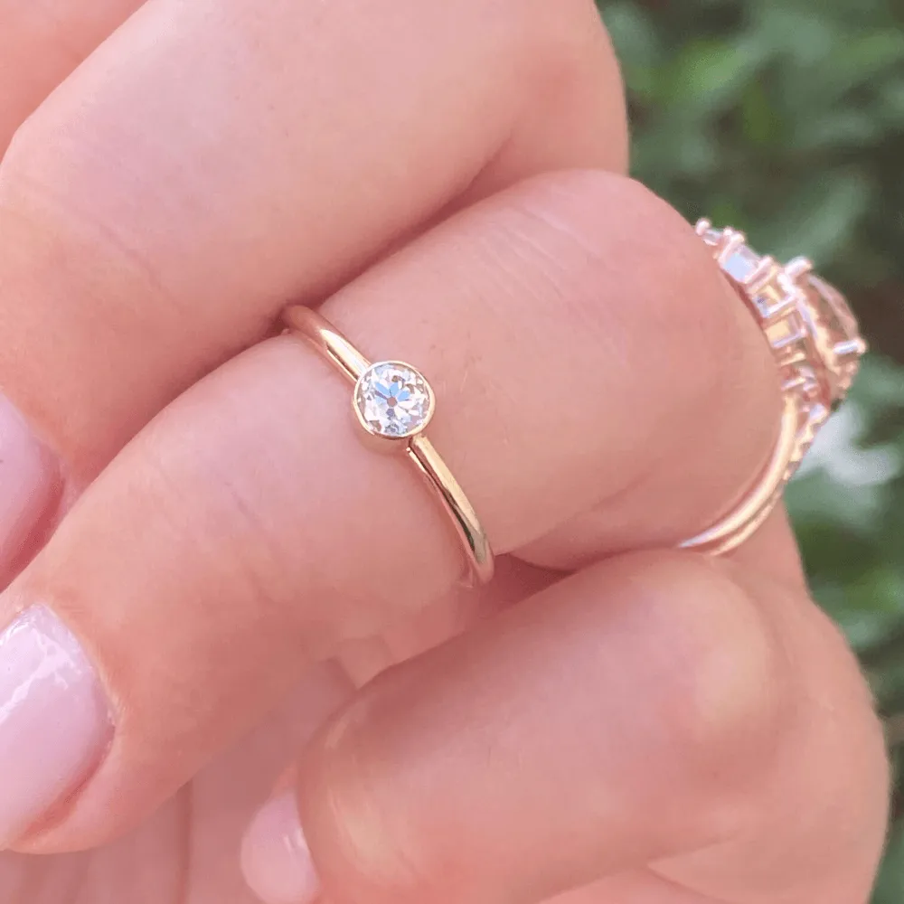 Old Euro Cut White Diamond Sweet Pea Ring sold by Marrow Fine