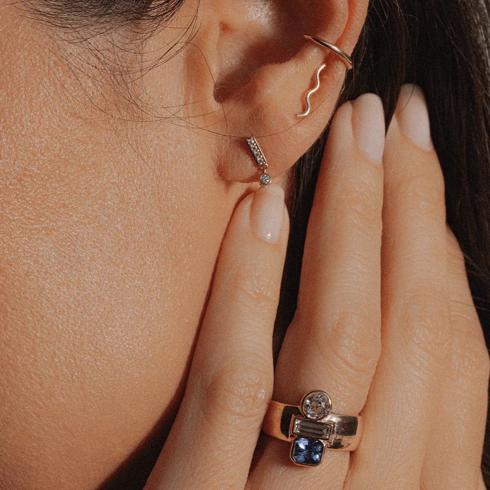 Blue Sapphire & White Diamond Relic Ring sold by Marrow Fine product image thumbnail 4