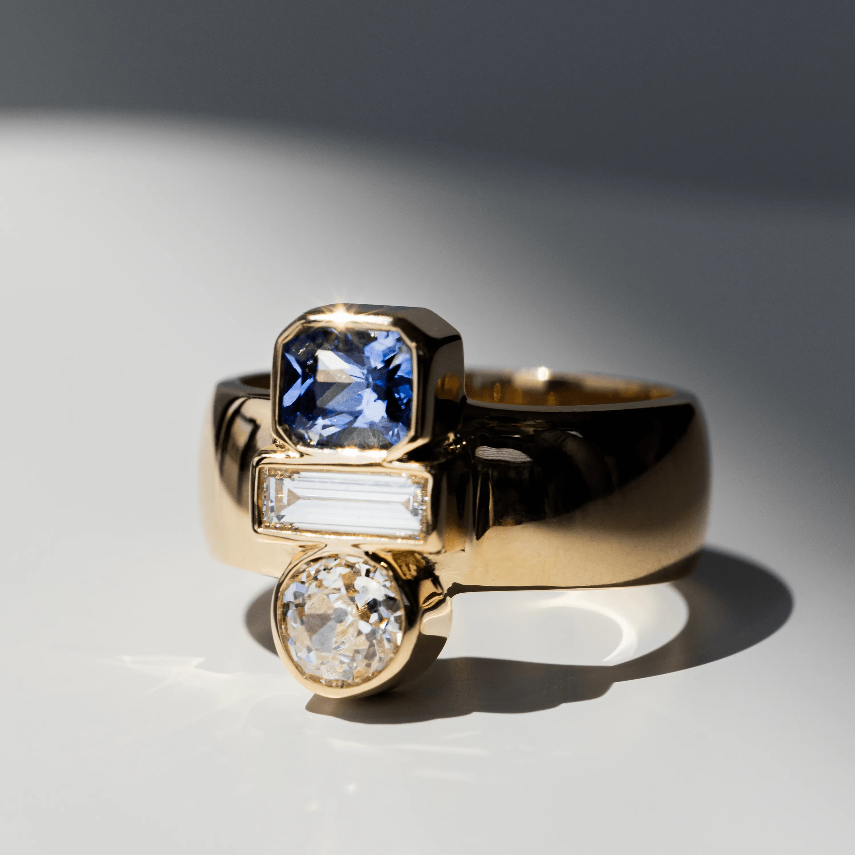 Blue Sapphire & White Diamond Relic Ring sold by Marrow Fine product image thumbnail 3