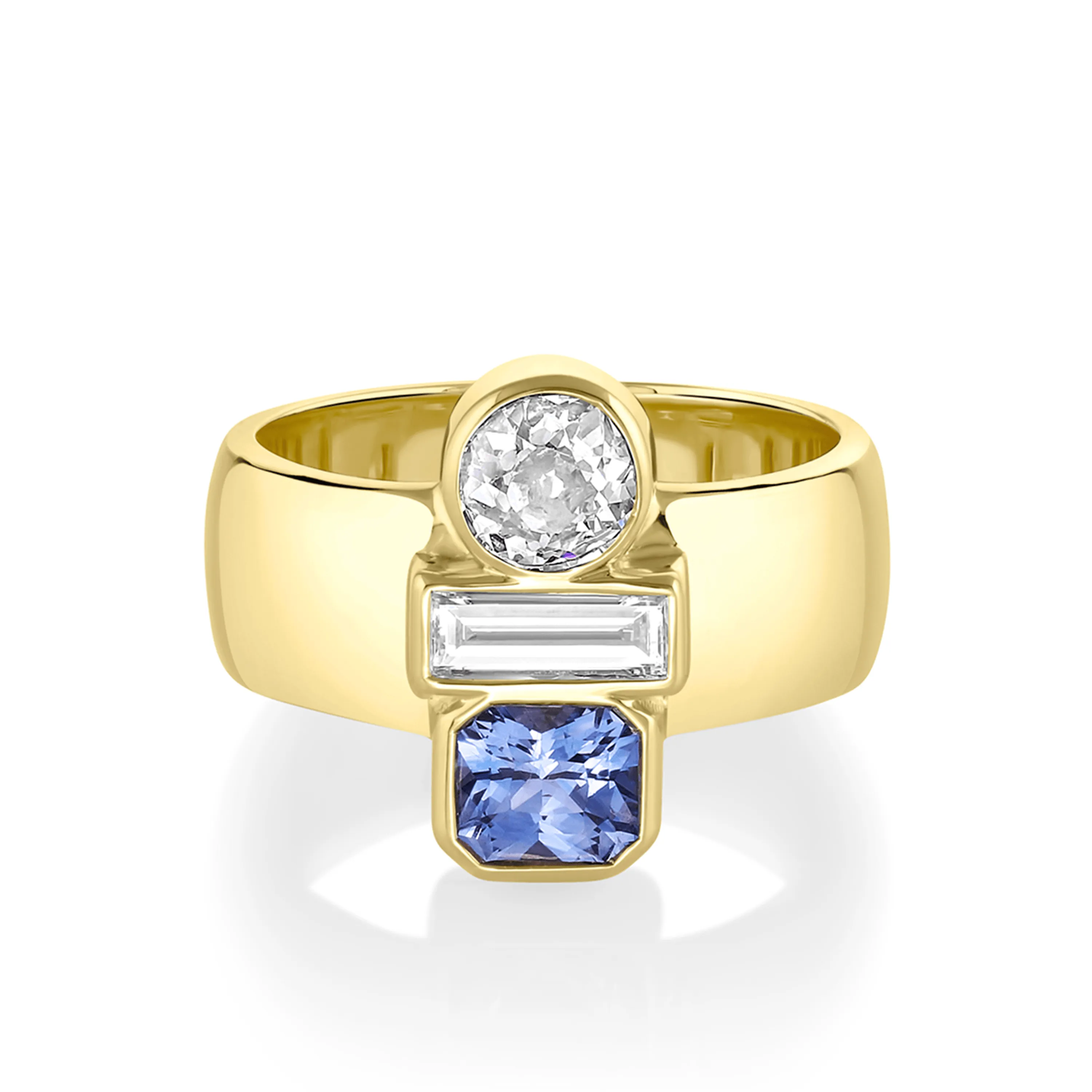 Blue Sapphire & White Diamond Relic Ring sold by Marrow Fine