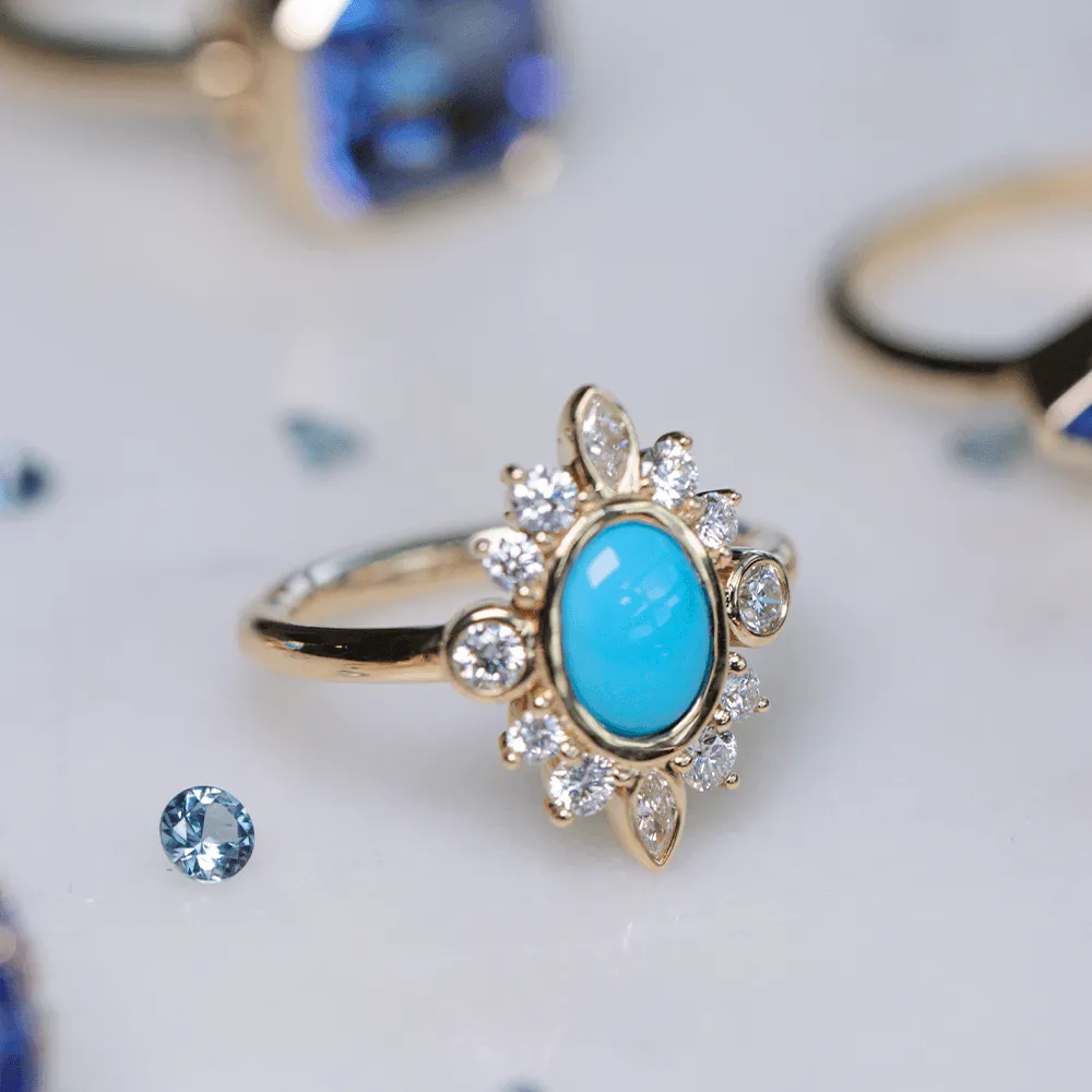 Turquoise & White Diamond Compass Ring sold by Marrow Fine product image thumbnail 4