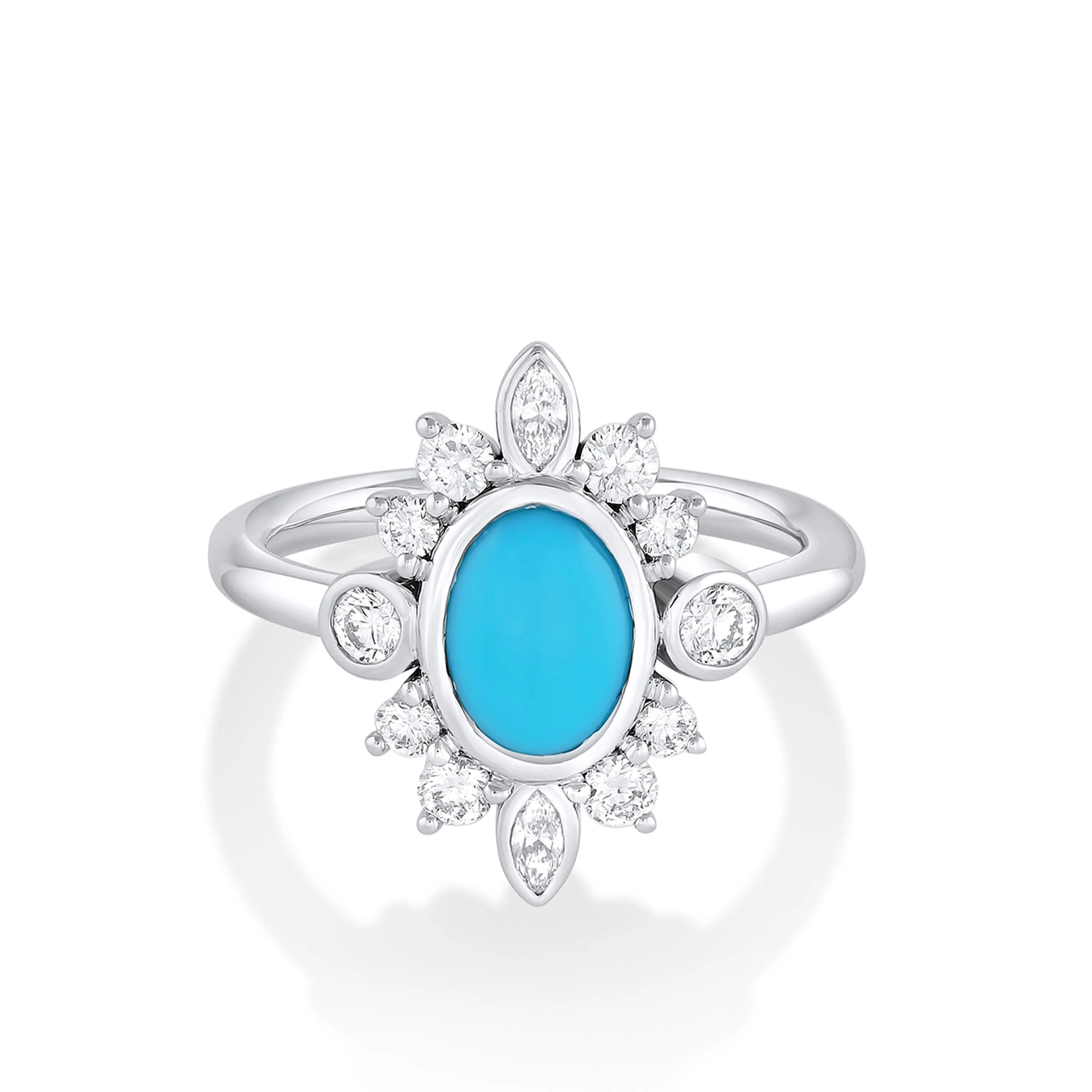 Turquoise & White Diamond Compass Ring sold by Marrow Fine