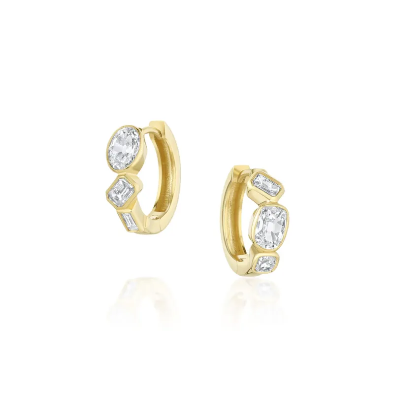 1.33tcw Mixed Shape Diamond Huggies sold by Marrow Fine