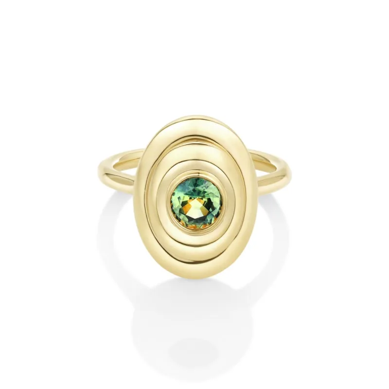 0.81ct Green Sapphire In-Orbit Ring sold by Marrow Fine
