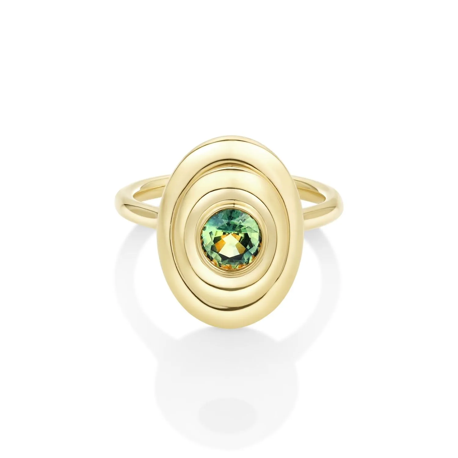 0.81ct Green Sapphire In-Orbit Ring sold by Marrow Fine