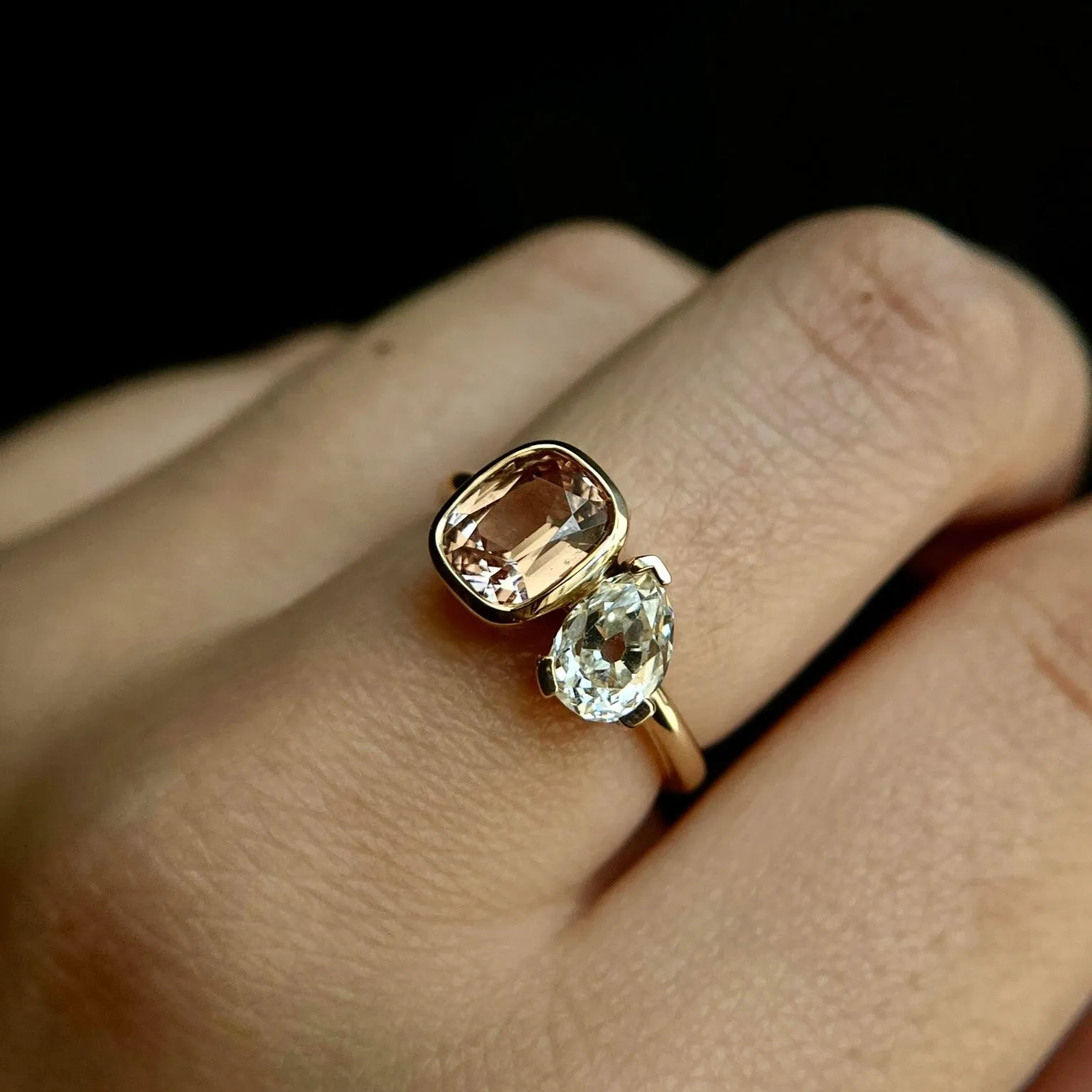 1.71ct Garnet & Antique Diamond Toi et Moi Ring sold by Marrow Fine product image thumbnail 3