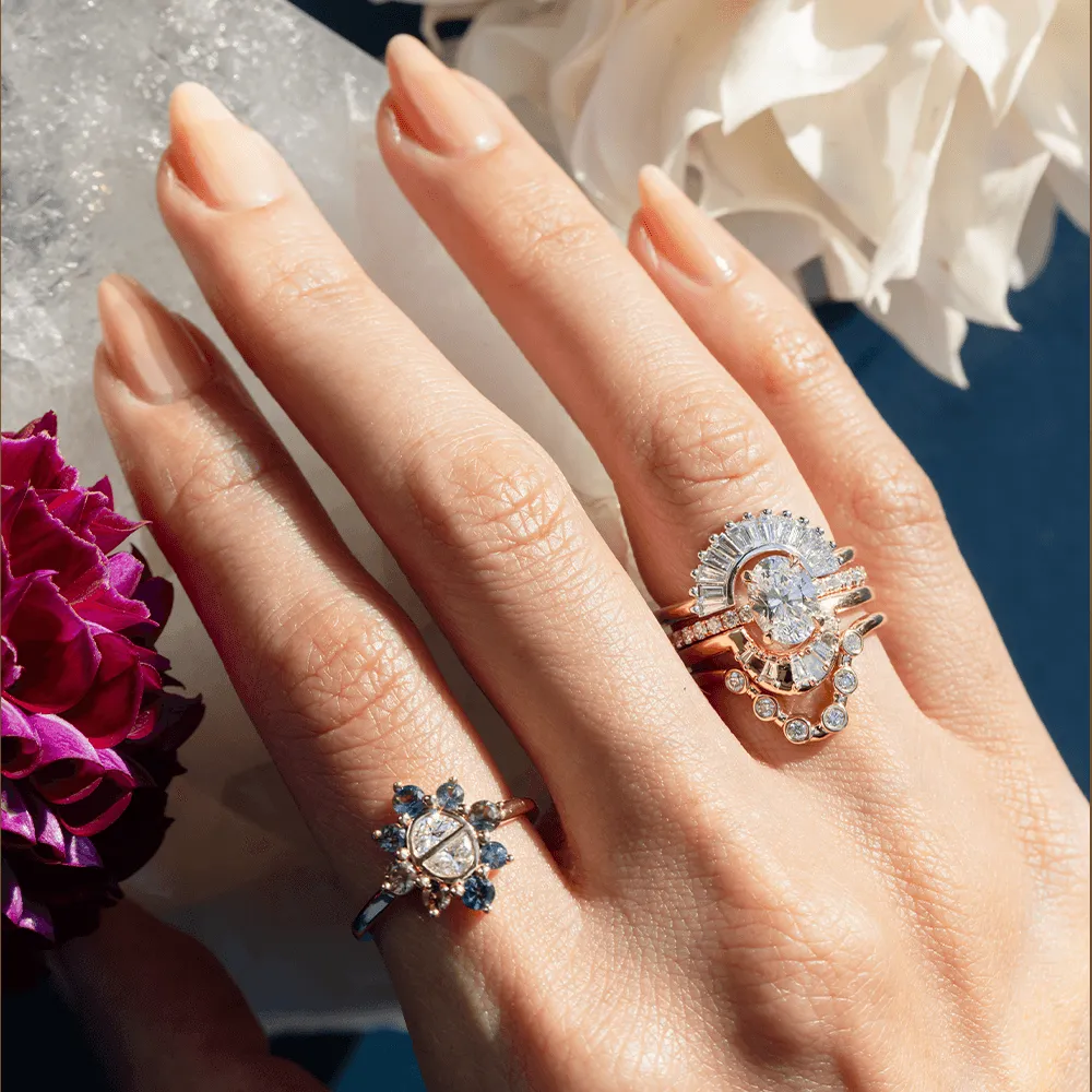 Half Moon Diamond & Montana Sapphire Ballerina Ring sold by Marrow Fine product image thumbnail 3