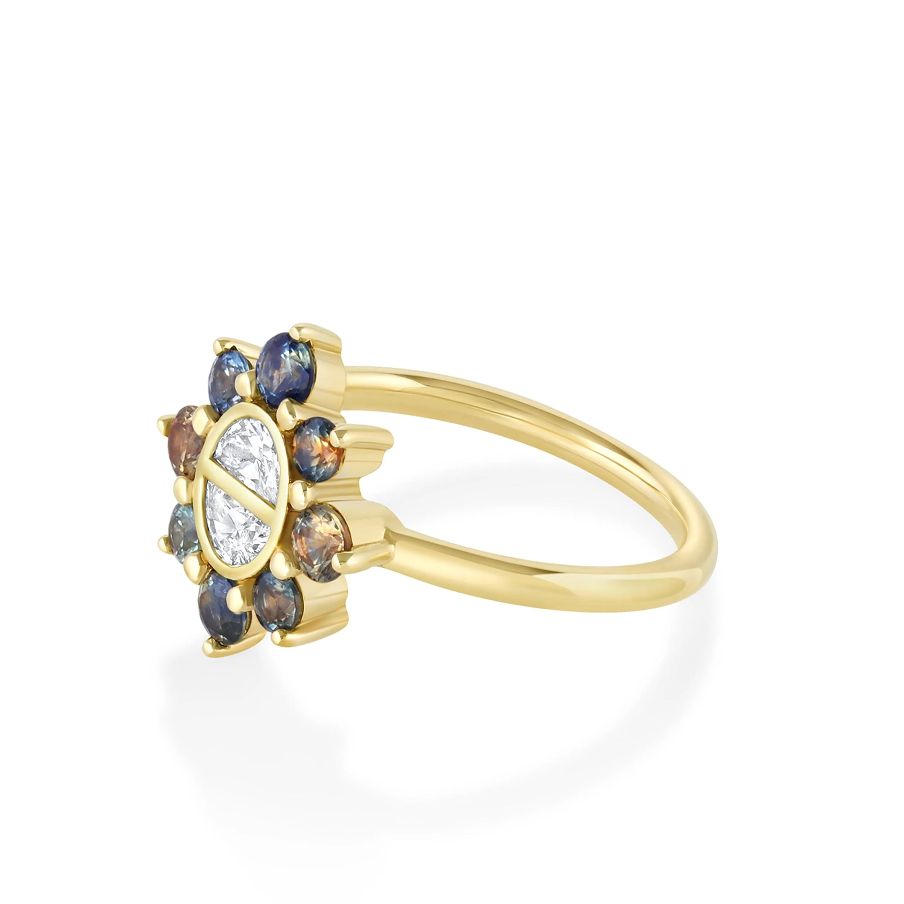 Half Moon Diamond & Montana Sapphire Ballerina Ring sold by Marrow Fine product image thumbnail 2