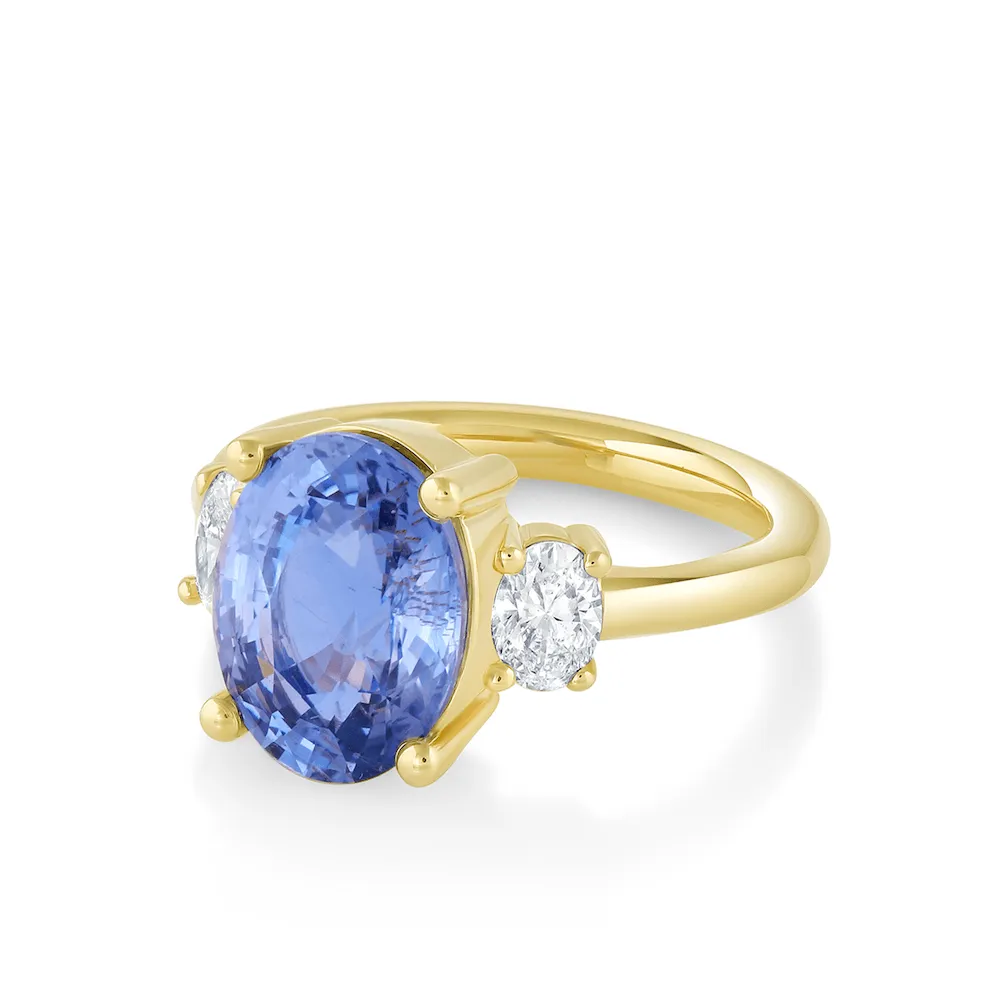 5.03ct Blue Sapphire Three Stone Engagement Ring sold by Marrow Fine product image thumbnail 2