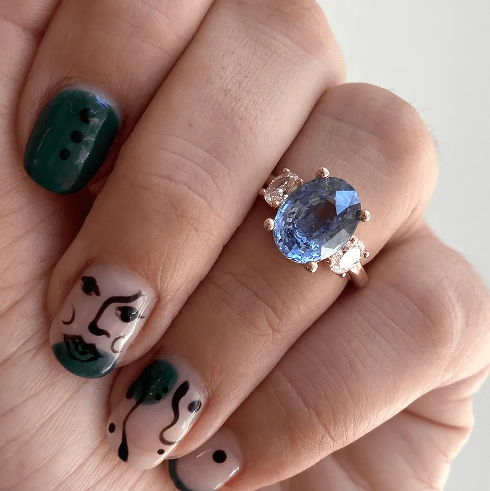 5.03ct Blue Sapphire Three Stone Engagement Ring sold by Marrow Fine product image thumbnail 4