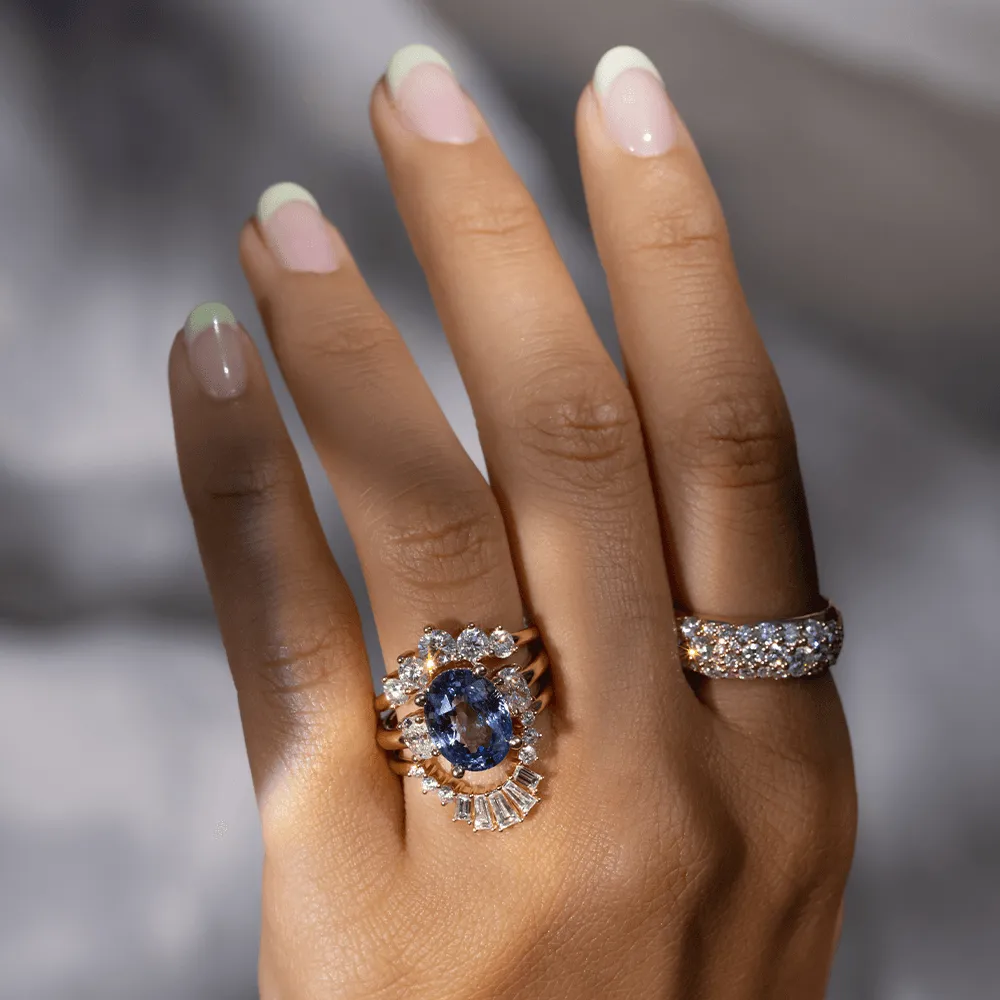 5.03ct Blue Sapphire Three Stone Engagement Ring sold by Marrow Fine product image thumbnail 3