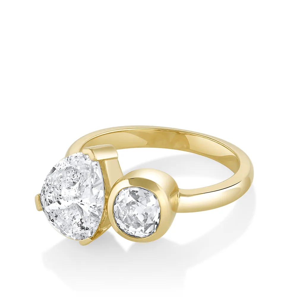 2.15ct White Diamond Pear & Old Mine Toi et Moi Engagement Ring sold by Marrow Fine product image thumbnail 2
