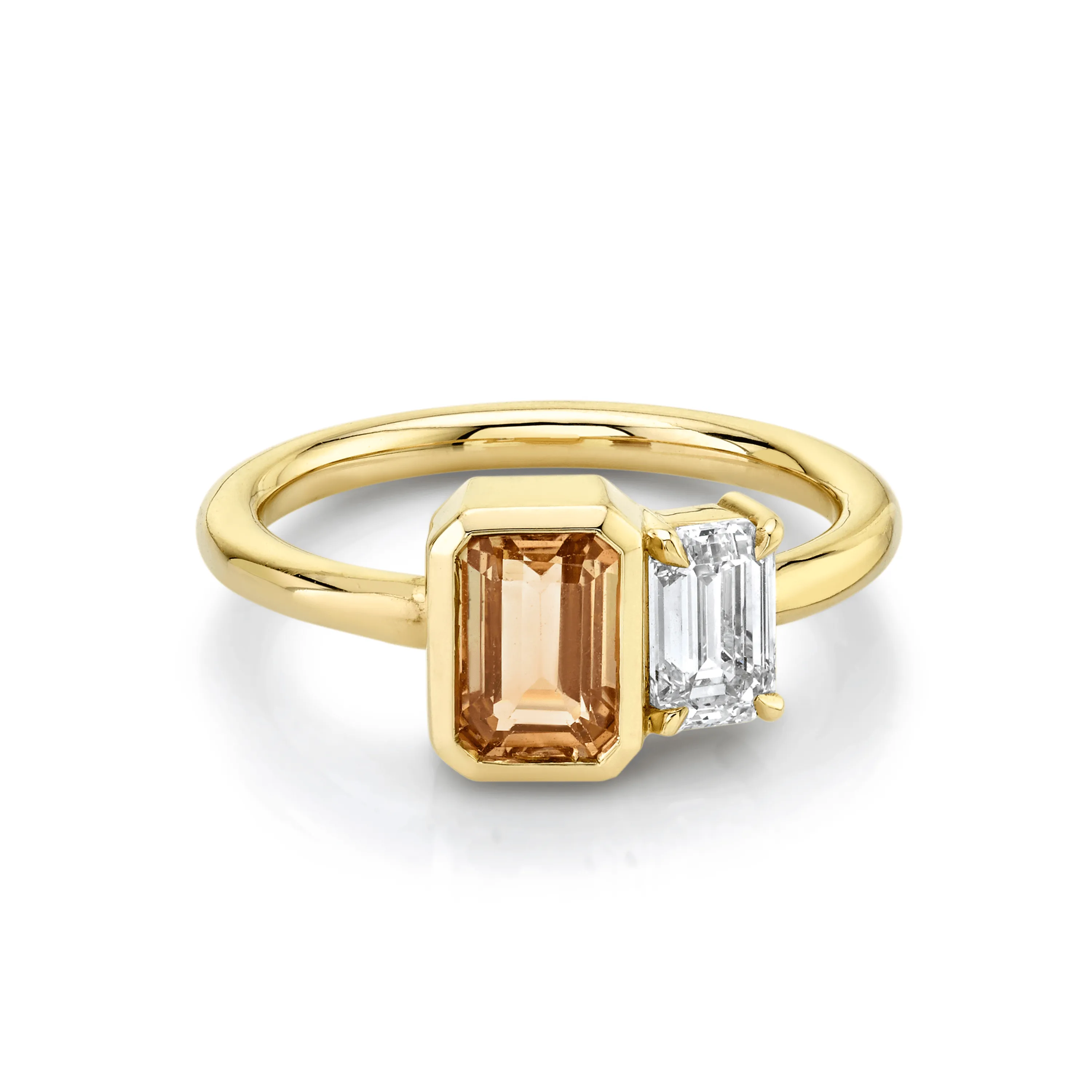 Peachy Sapphire & White Diamond Ring sold by Marrow Fine