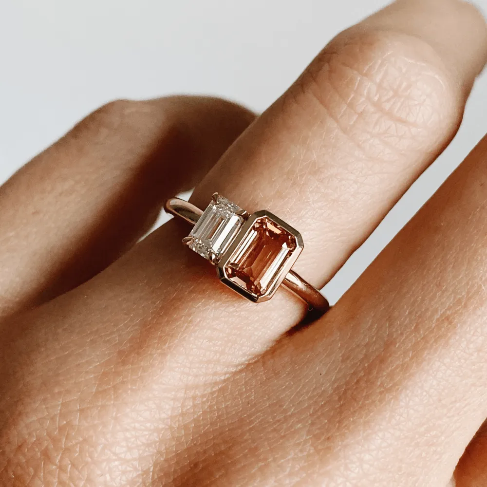 Peachy Sapphire & White Diamond Ring sold by Marrow Fine product image thumbnail 3