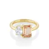 2.01ct Peach Sapphire & White Diamond Oval Toi et Moi sold by Marrow Fine