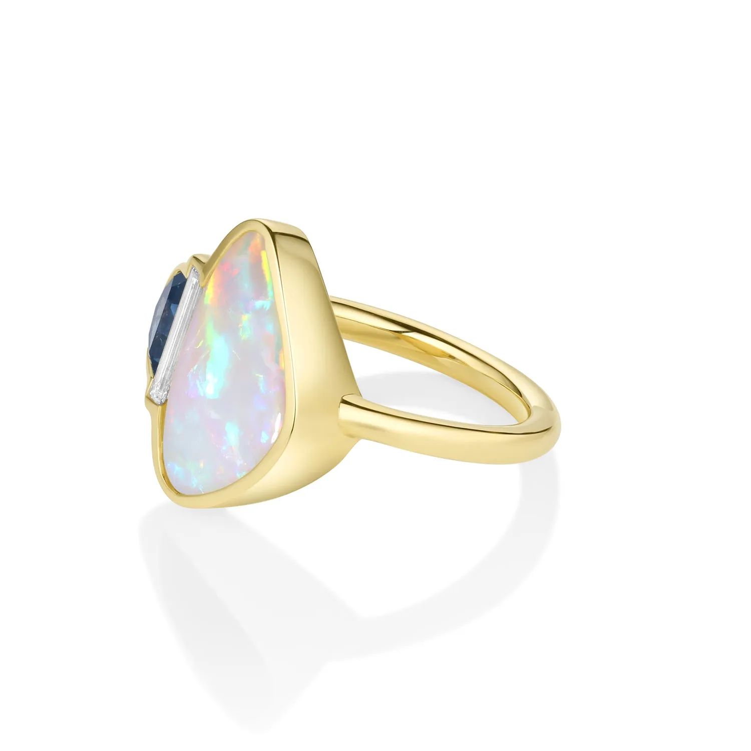 2.75ct Opal, Diamond and Montana Sapphire Bezel Ring sold by Marrow Fine product image thumbnail 3