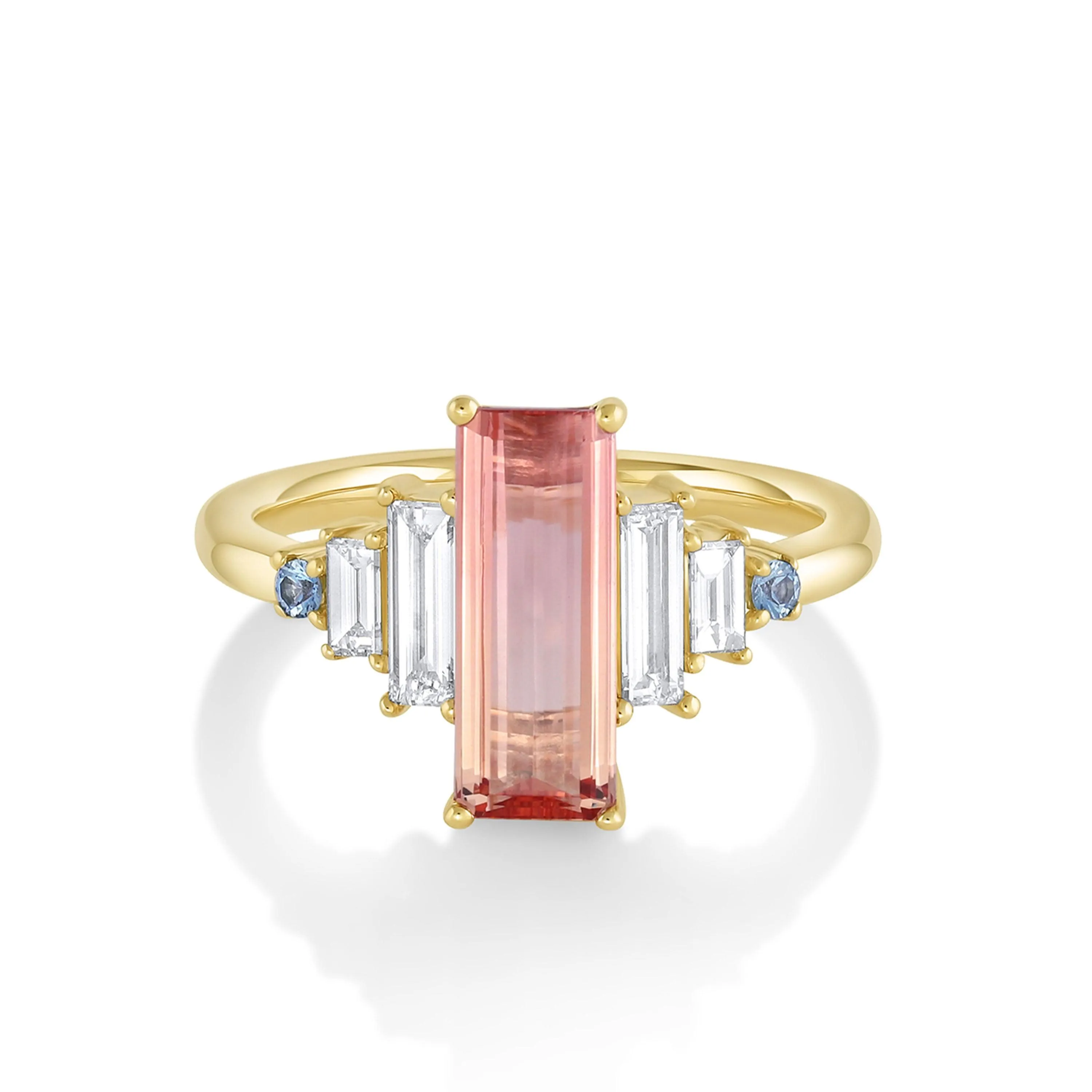 2.02ct Imperial Topaz & White Diamond Baguette Ring sold by Marrow Fine