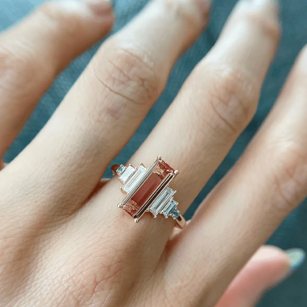 2.02ct Imperial Topaz & White Diamond Baguette Ring sold by Marrow Fine product image thumbnail 5