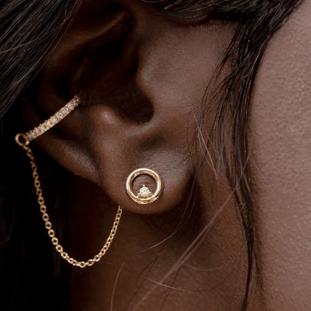 White Diamond Orbit Hoop Studs sold by Marrow Fine product image thumbnail 2