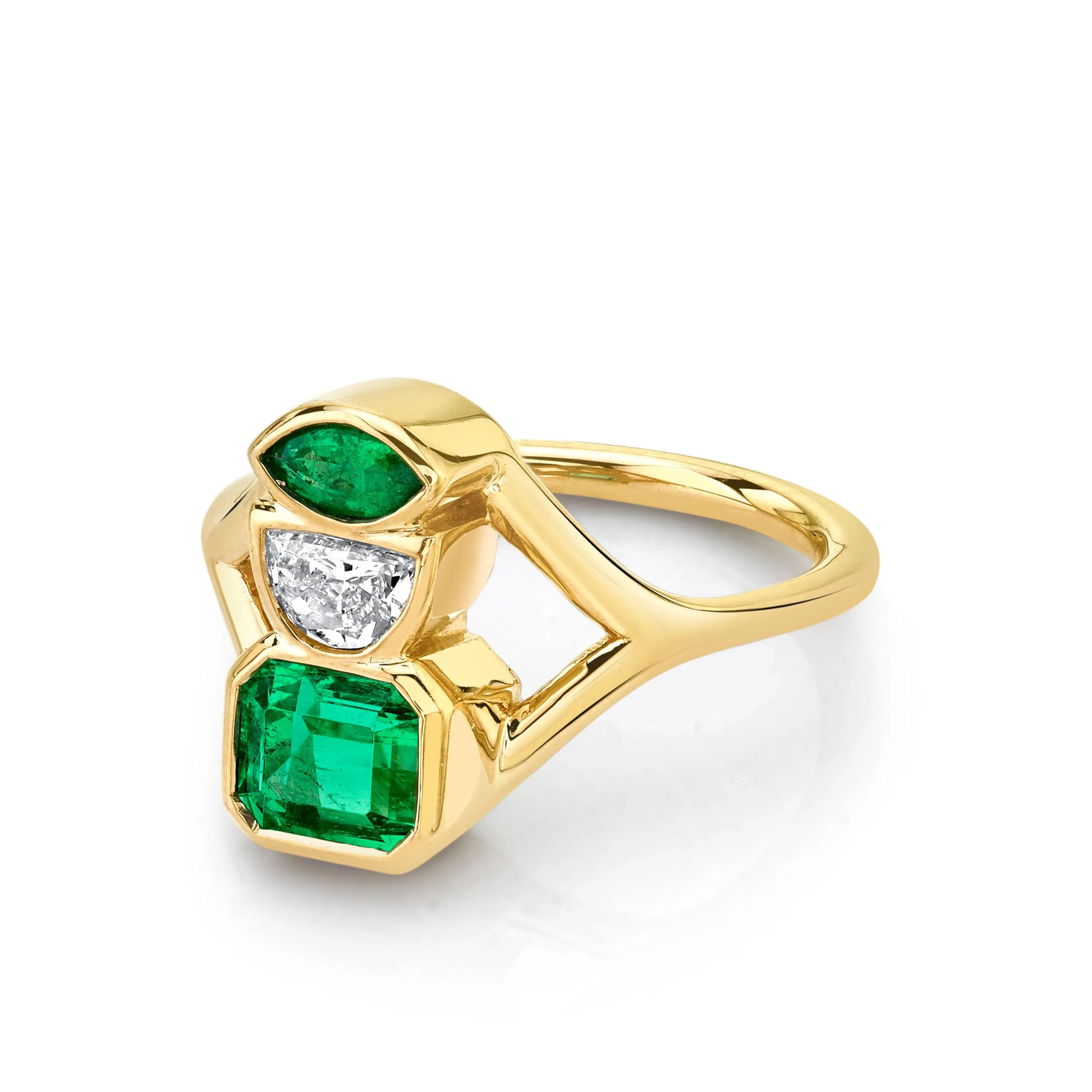 Emerald & White Diamond Split Shank Relic Ring sold by Marrow Fine product image thumbnail 2