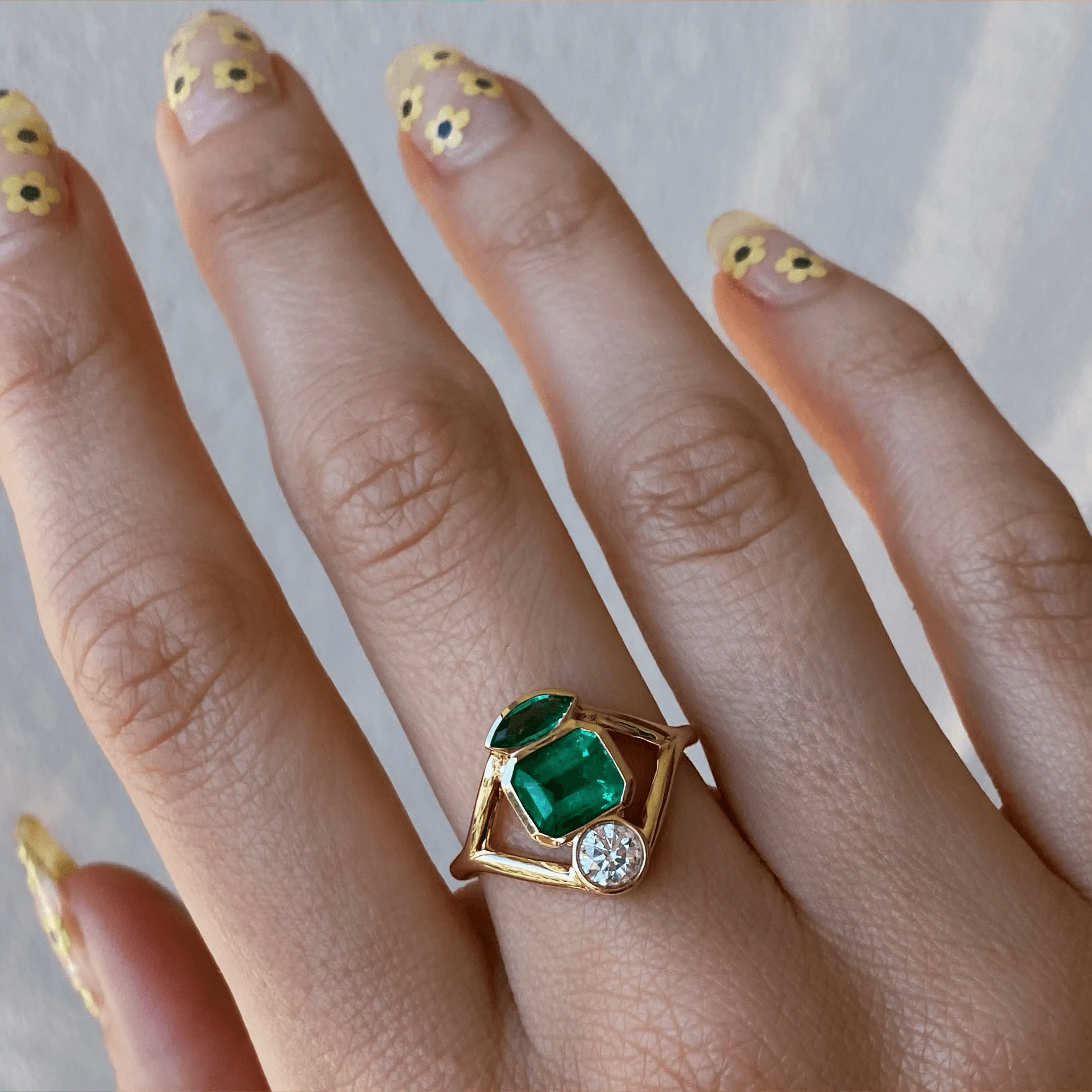 Emerald & White Diamond Split Shank Relic Ring sold by Marrow Fine product image thumbnail 4