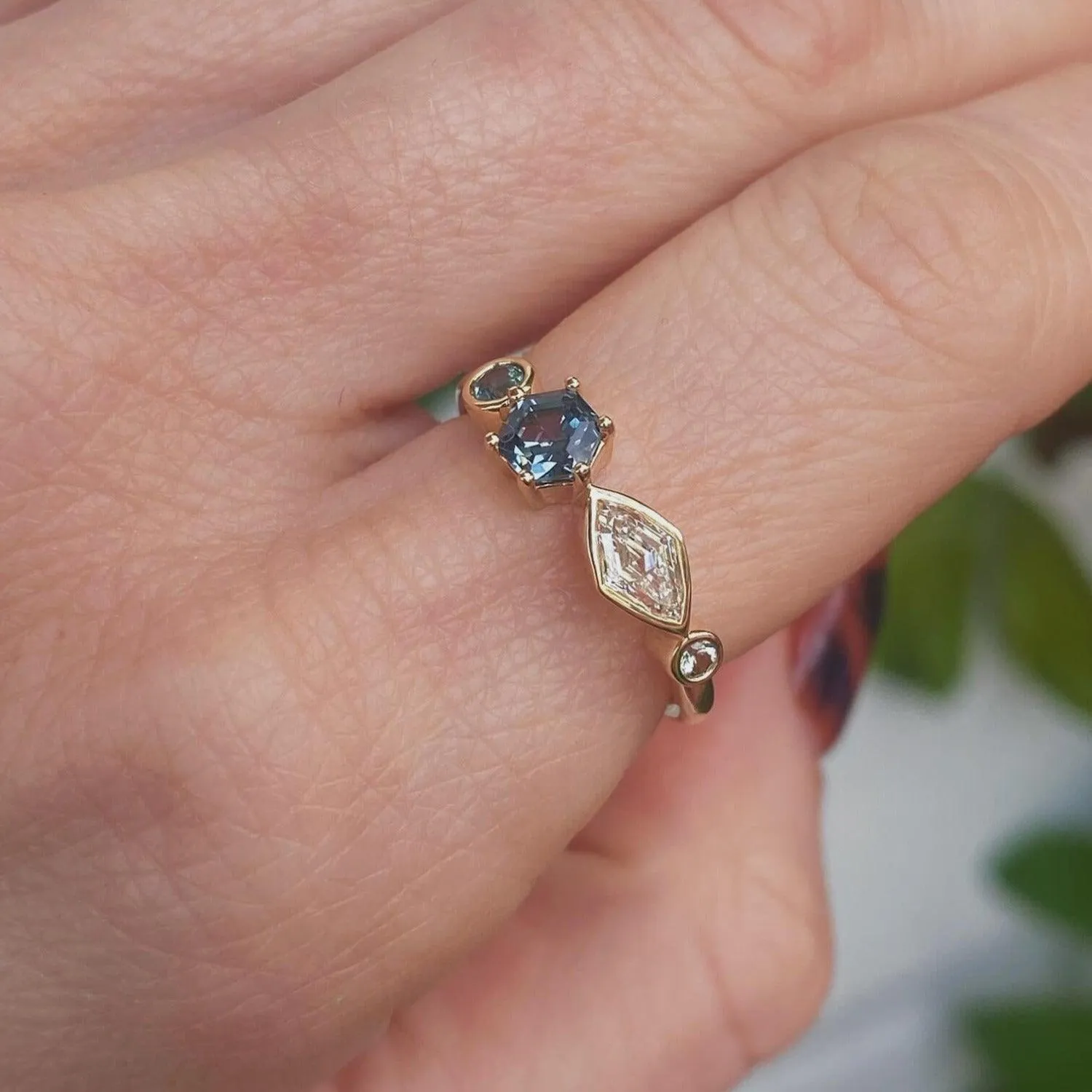 0.51ct Sapphire Hex and Diamond Kite Linear Band sold by Marrow Fine product image thumbnail 2