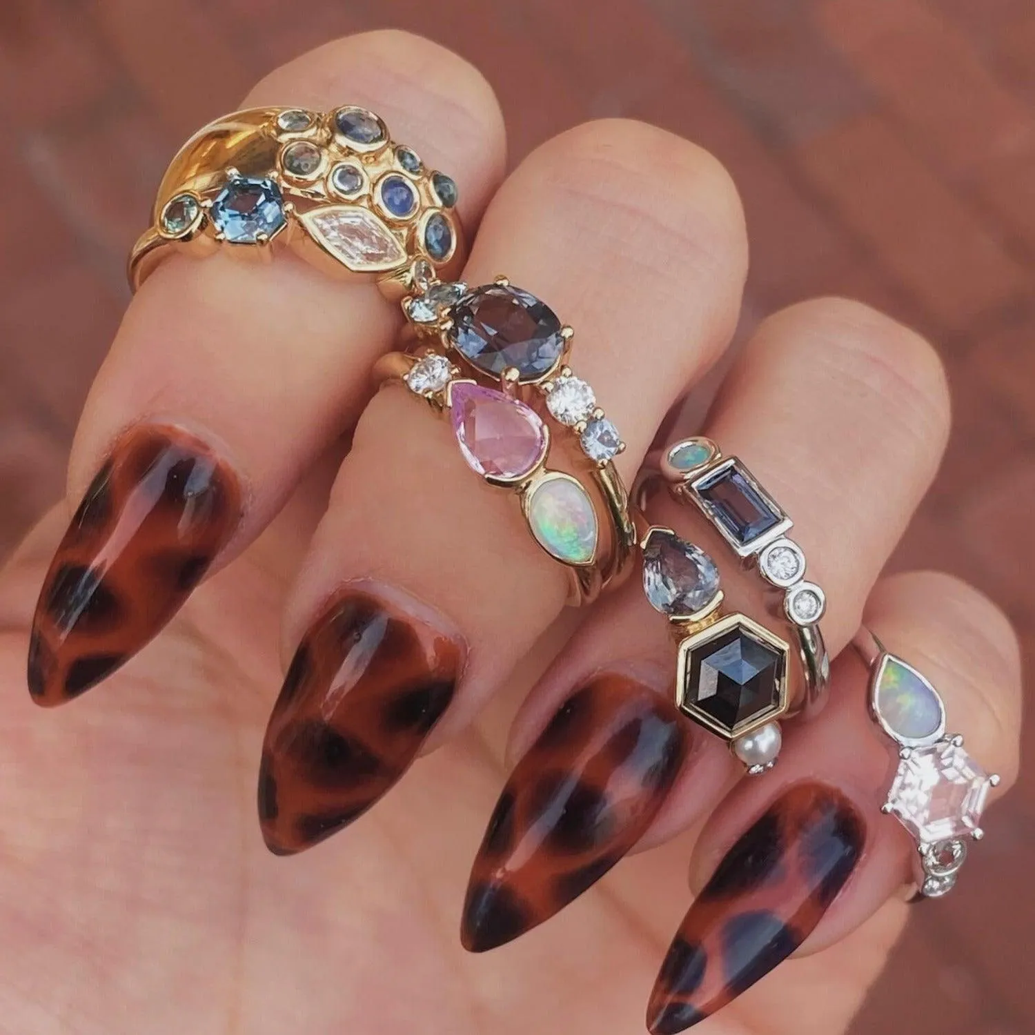 0.51ct Sapphire Hex and Diamond Kite Linear Band sold by Marrow Fine product image thumbnail 4