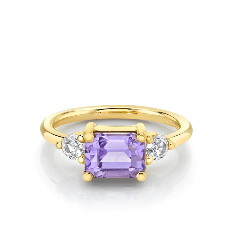 Three-Stone Lavender Sapphire Ring sold by Marrow Fine