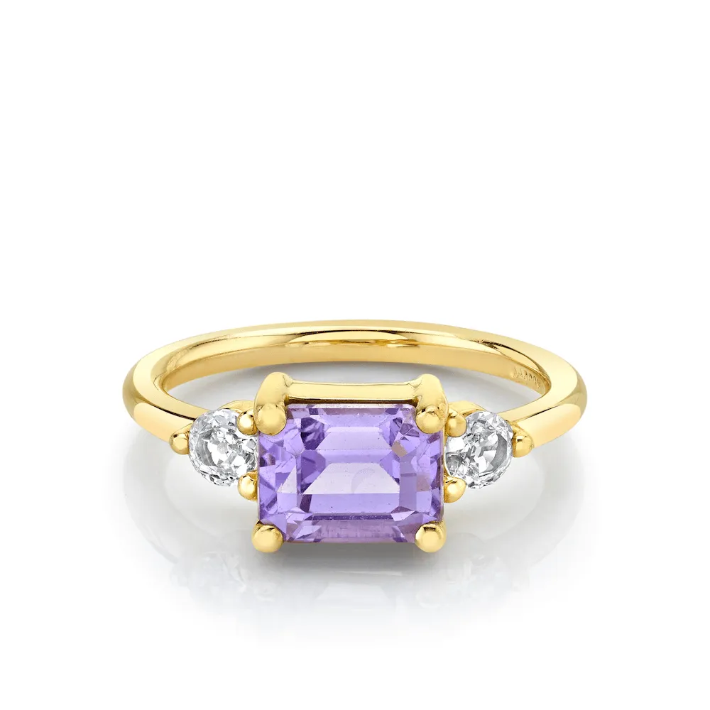 Three-Stone Lavender Sapphire Ring sold by Marrow Fine