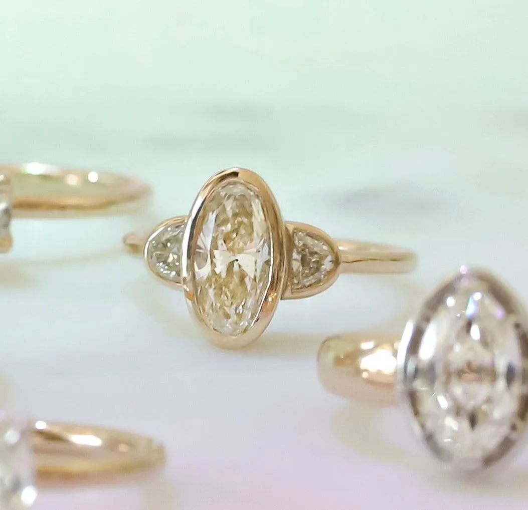 Antique Moval & Half Moons Engagement Ring sold by Marrow Fine product image thumbnail 4