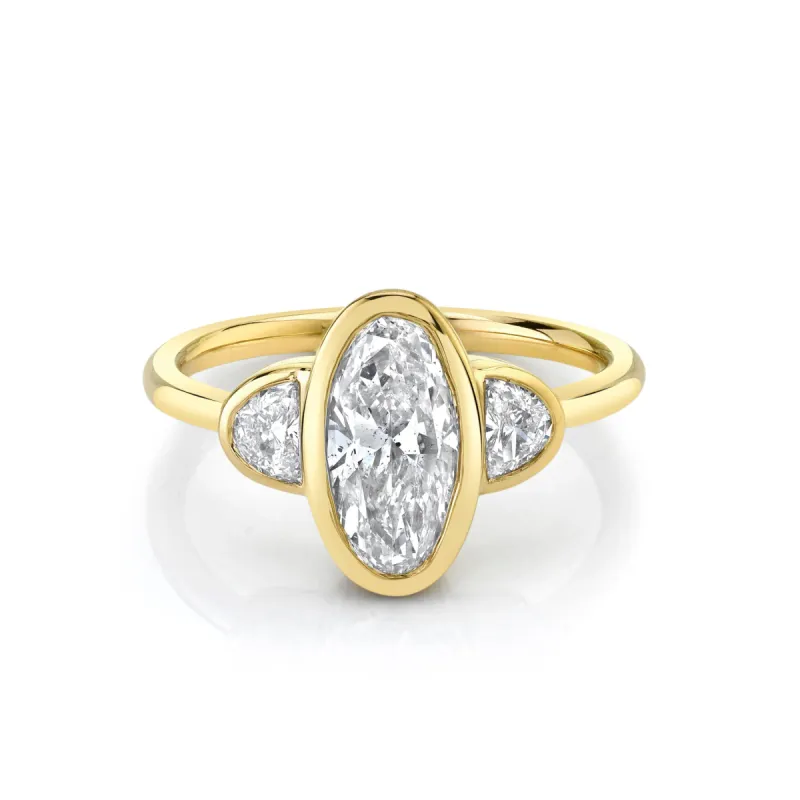Antique Moval & Half Moons Engagement Ring sold by Marrow Fine